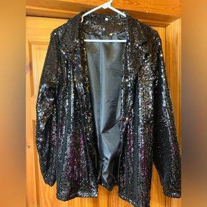 Black Sequins Jacket- SIZE L/XL